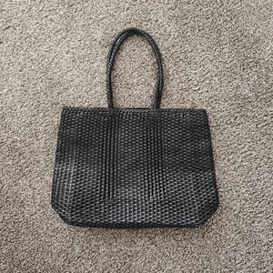 Rare Vintage L.L.Bean Black Woven Leather Tote